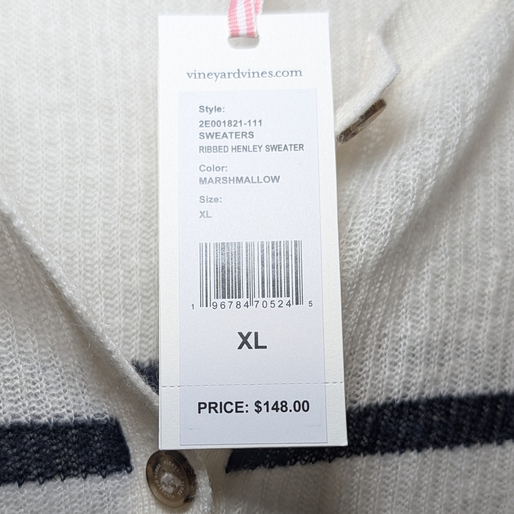 🎉 SALE 🎉 NWT Vineyard Vines Striped Ribbed Henley Button-Up Women's Sweater - Picture 2 of 7